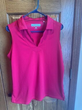 Pebble Beach Sleeveless Polo Shirt Dry Luxe Red Size XL Golf Top summer